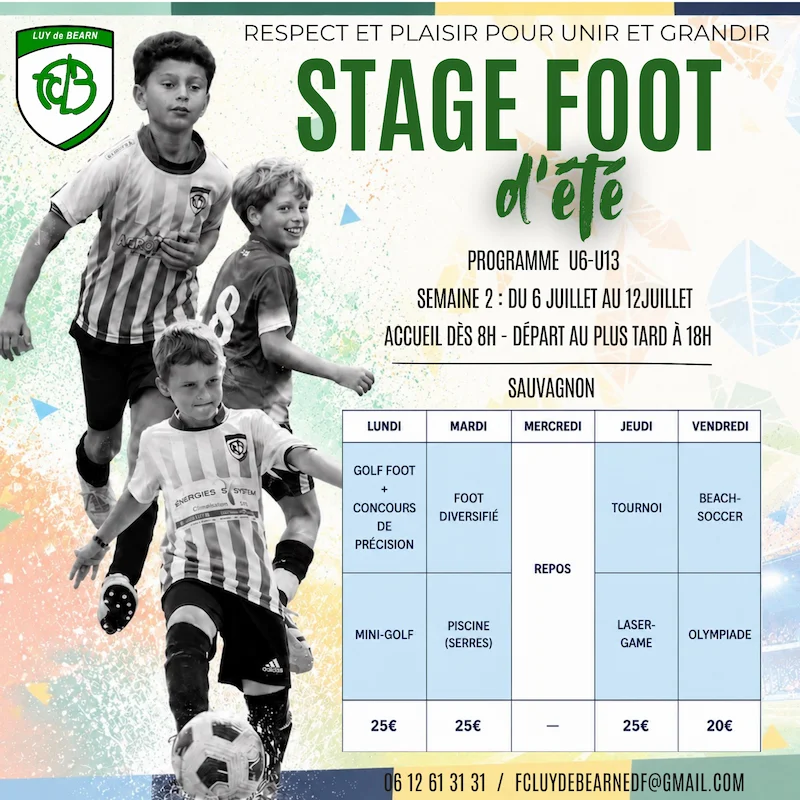 Affiche Semaine 1 — Stage été FC Luy de Béarn