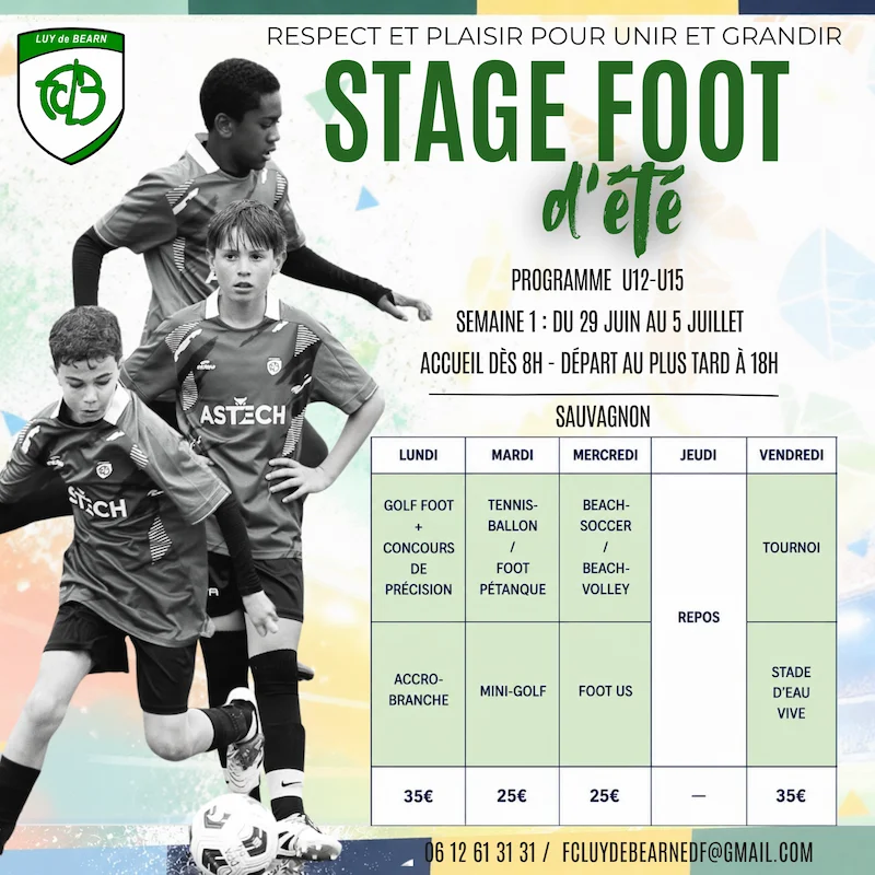 Affiche Semaine 2 — Stage été FC Luy de Béarn